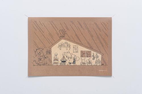 北田稔 A5サイズイラストカード4枚セット