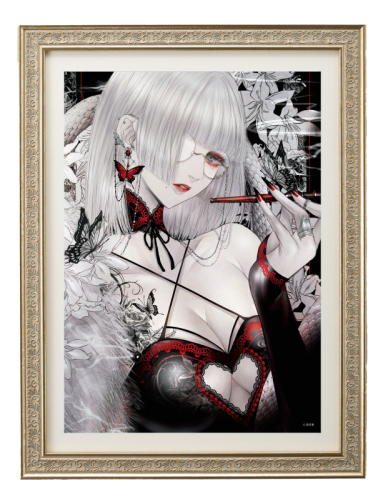 皐月恵 額装版A3クリアポスター(白蛇と白百合)