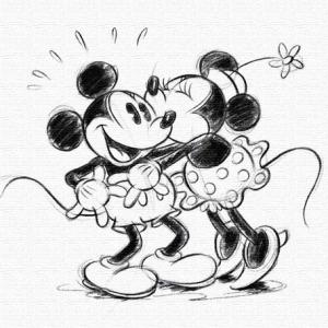 Disney ファブリックパネル　ミッキー&ミニー(dsn-0193)