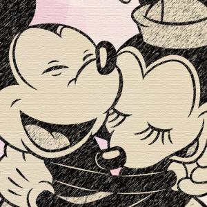 Disney ファブリックパネル　ミッキー&ミニー(dsn-0223)