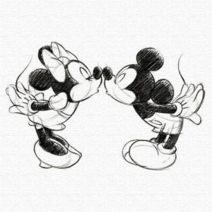 Disney ファブリックパネル　ミッキー&ミニー(dsn-0152)